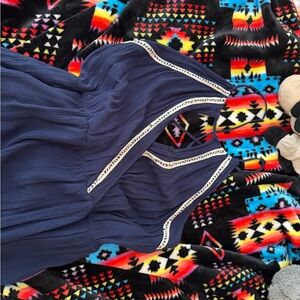 Women’s Navy Maxi Dress with Crochet Trim